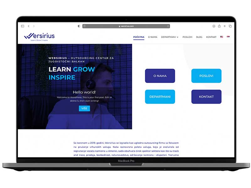 Izrada web sajta za Wersirius – primer iz portfolija DesignJust4You