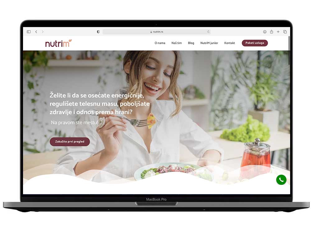 Izrada web sajta za Nutrim – primer iz portfolija DesignJust4You