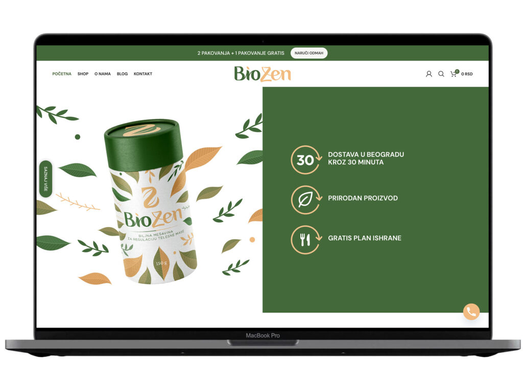 Izrada web sajta za Biozen – primer iz portfolija DesignJust4You