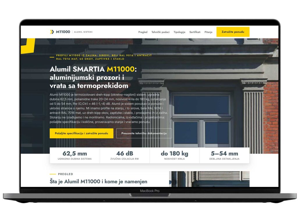 Prikaz web projekta ALUMIL