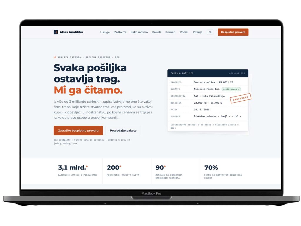 Prikaz web projekta ATLAS ANALITIKA